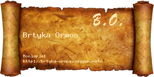 Brtyka Ormos névjegykártya